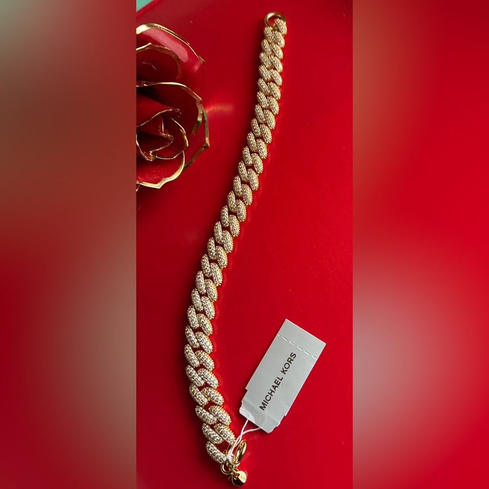 Michael Kors Gold Textured Bracelet, 925 Silver bracelet. - Picture 3 of 8